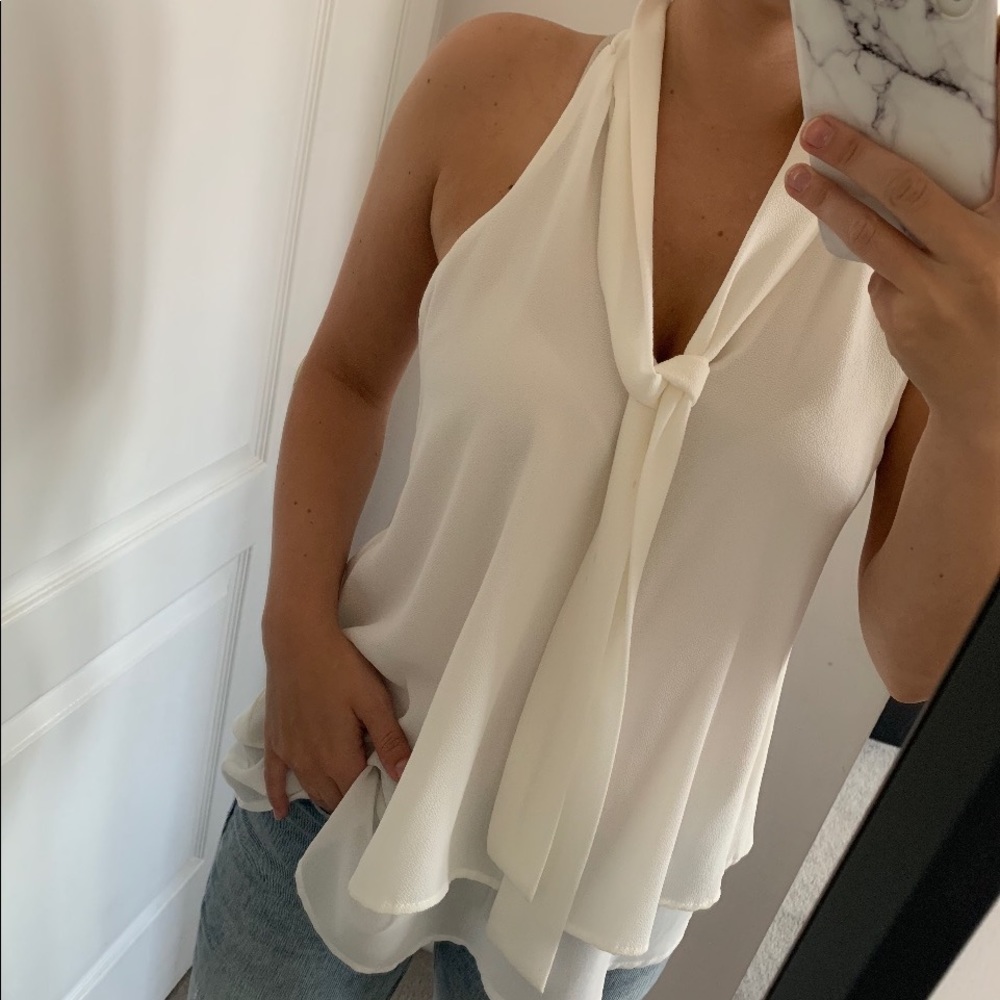 H&M Tie-Collar Sleeveless Blouse